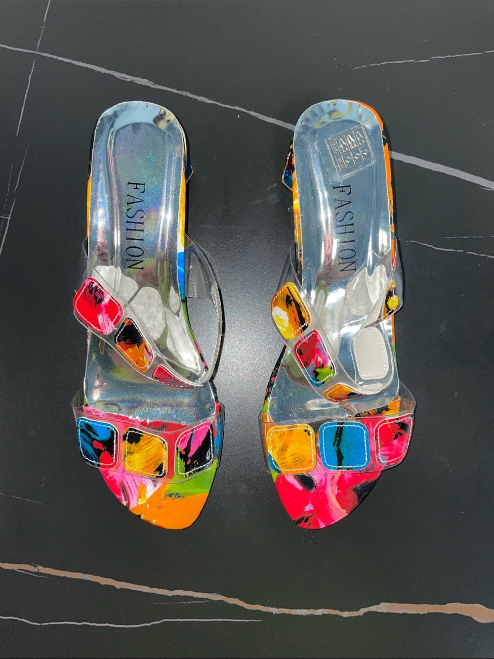 FASHION COLORFUL GEM BLOCK HEEL SANDALS FTL-08-138 - Picture 6 of 10